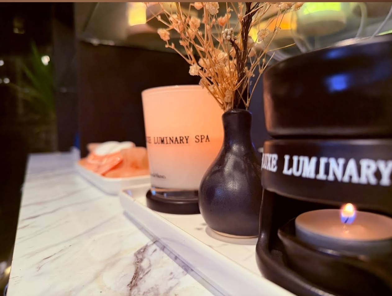 Signature Luxe Luminary Spa candles and aromatherapy