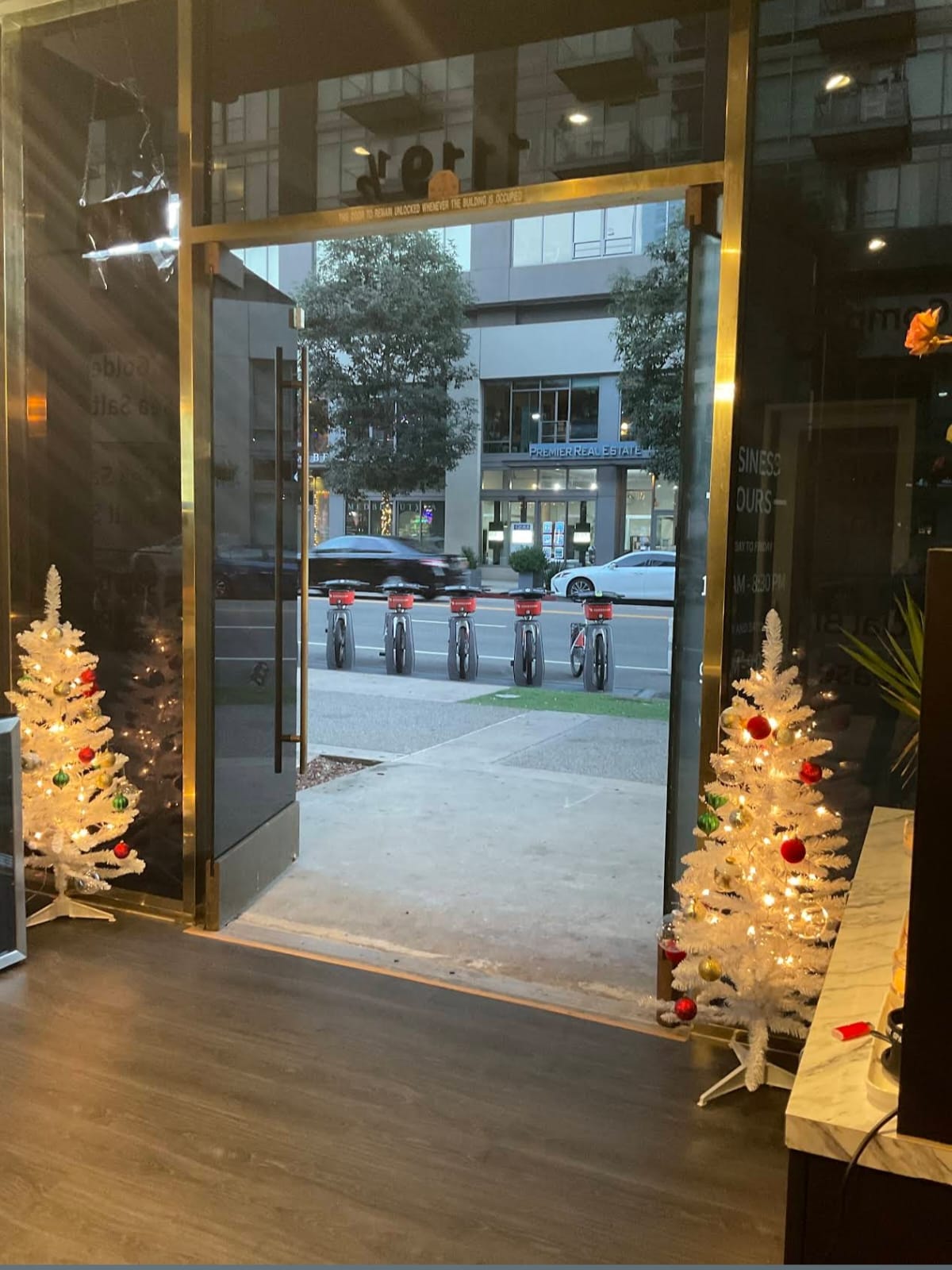 Spa entrance with festive decorations