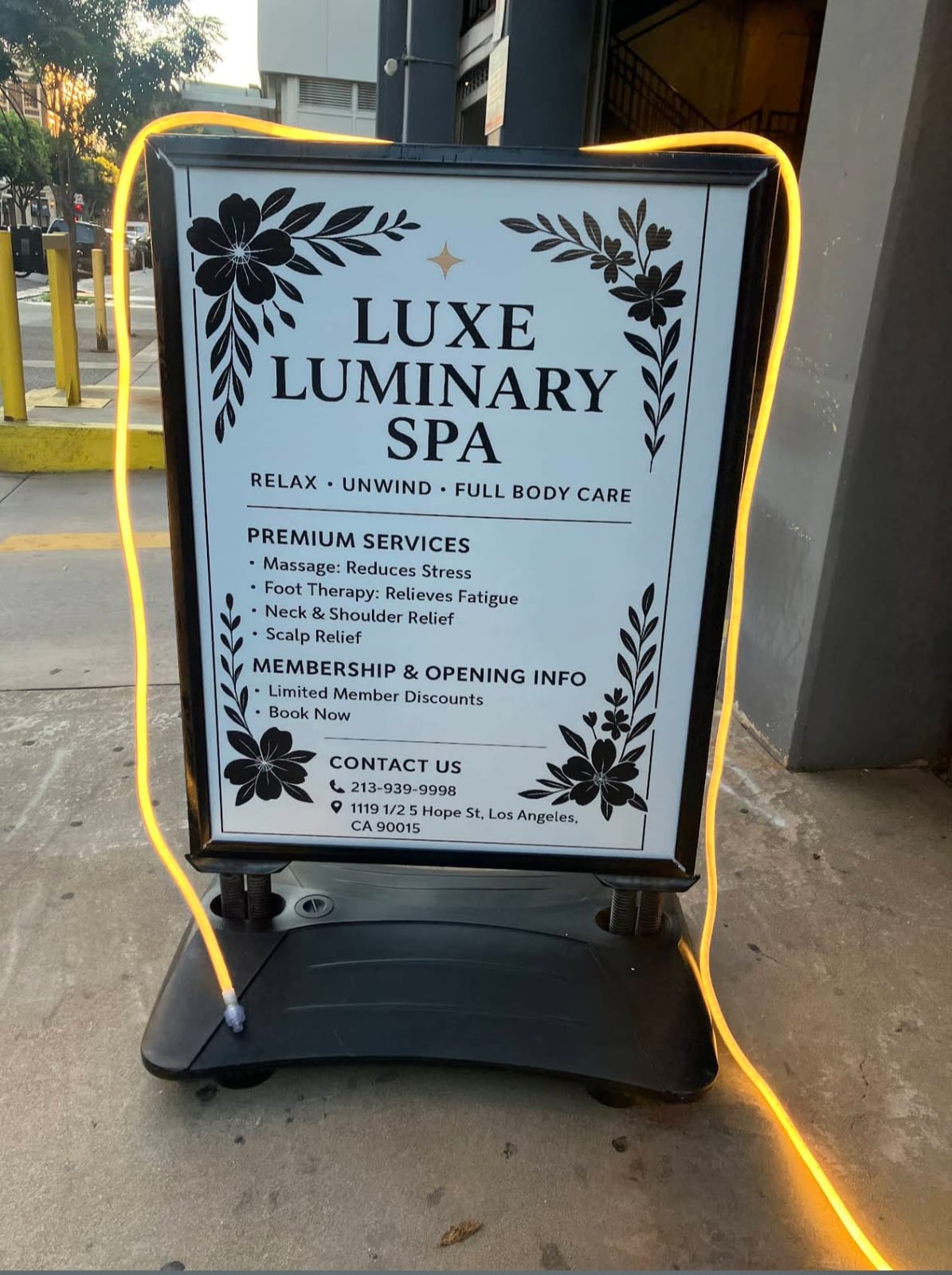 Luxe Luminary Spa sidewalk sign